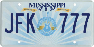 MS license plate JFK777