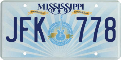 MS license plate JFK778