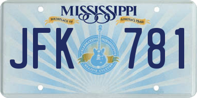 MS license plate JFK781