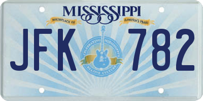 MS license plate JFK782