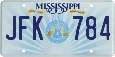 MS license plate JFK784