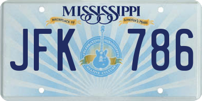 MS license plate JFK786