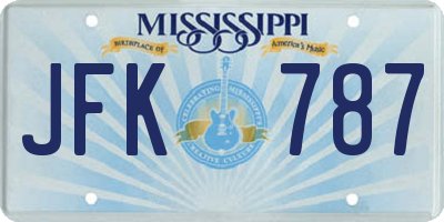 MS license plate JFK787