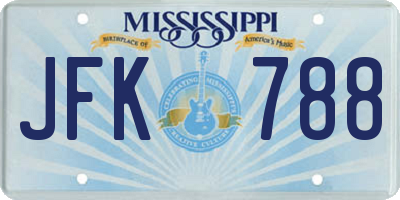 MS license plate JFK788