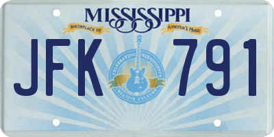 MS license plate JFK791