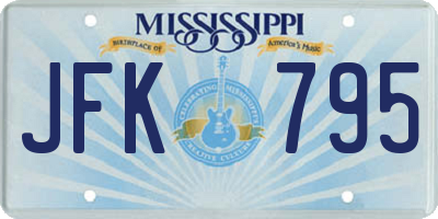 MS license plate JFK795