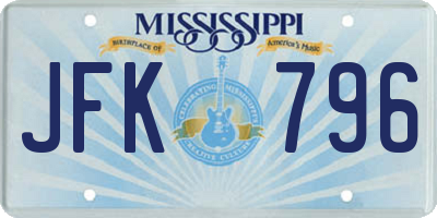 MS license plate JFK796