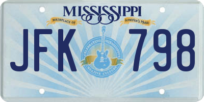 MS license plate JFK798