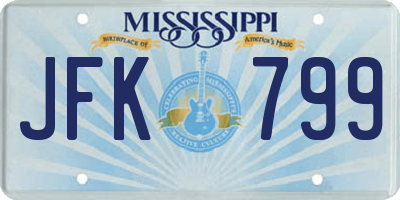 MS license plate JFK799