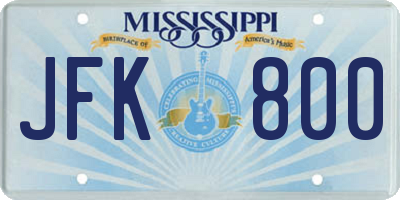 MS license plate JFK800