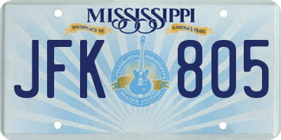 MS license plate JFK805