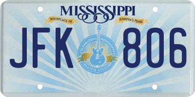 MS license plate JFK806