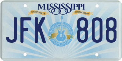 MS license plate JFK808