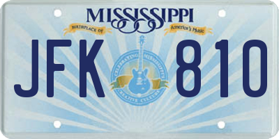 MS license plate JFK810