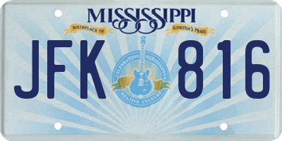 MS license plate JFK816