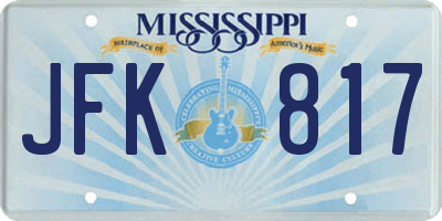 MS license plate JFK817