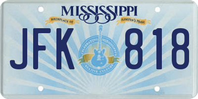MS license plate JFK818
