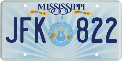 MS license plate JFK822