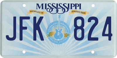 MS license plate JFK824