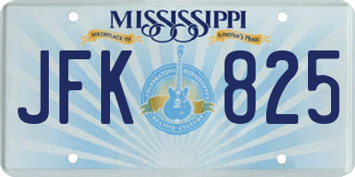 MS license plate JFK825