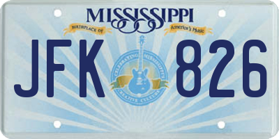 MS license plate JFK826