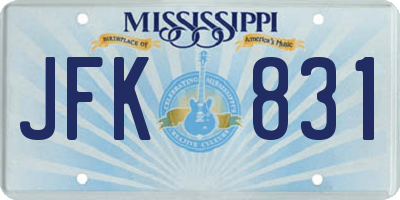 MS license plate JFK831