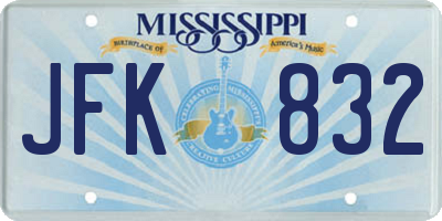 MS license plate JFK832