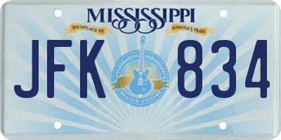 MS license plate JFK834