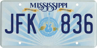 MS license plate JFK836