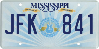 MS license plate JFK841
