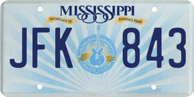 MS license plate JFK843