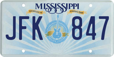 MS license plate JFK847