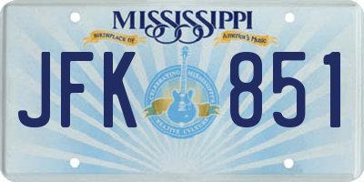 MS license plate JFK851