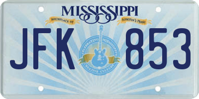 MS license plate JFK853