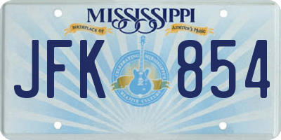 MS license plate JFK854