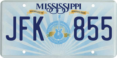 MS license plate JFK855