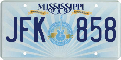 MS license plate JFK858
