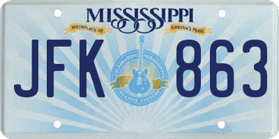 MS license plate JFK863