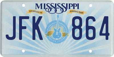 MS license plate JFK864