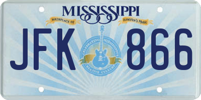 MS license plate JFK866