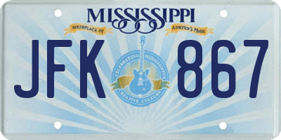 MS license plate JFK867