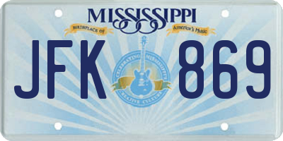 MS license plate JFK869