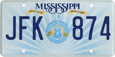 MS license plate JFK874