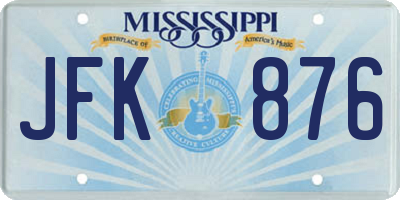 MS license plate JFK876