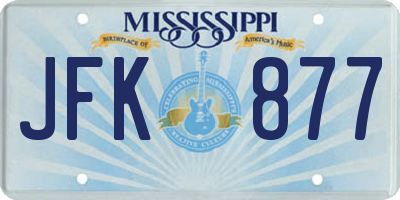 MS license plate JFK877