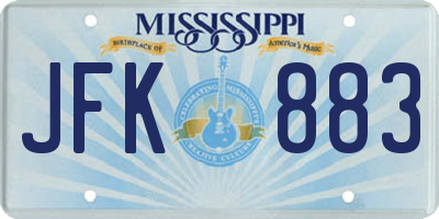 MS license plate JFK883