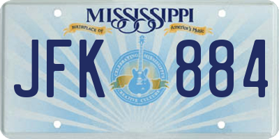 MS license plate JFK884