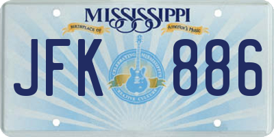 MS license plate JFK886