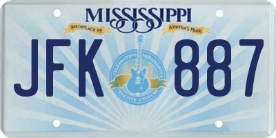 MS license plate JFK887