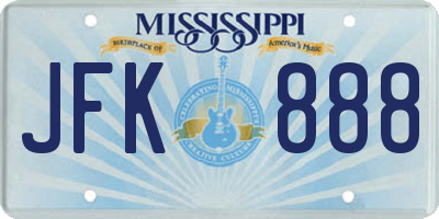 MS license plate JFK888